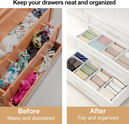 Fordonral 12 Pack Drawer Organizer Clothes, Foldable Fabric Dresser Organizer Closet Organizers and Storage Box for Underwear,Folded Clothes,Baby Clothing,Socks,Bra,Towels,Ties(12 Pack,Gray)