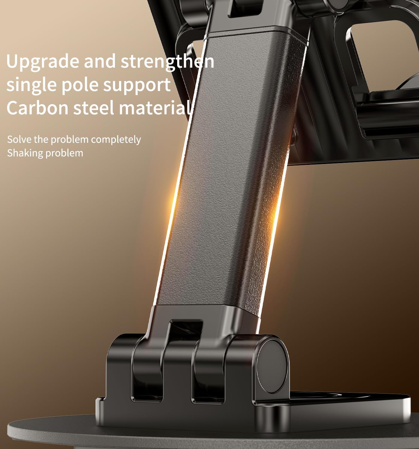 360° Rotating Cell Phone Stand for Desk, Adjustable & Foldable Phone Holder, Aluminum Desktop Phone Stand with Anti-Slip Base, Compatible with iPhone, iPad, Android Phones, K69-Black