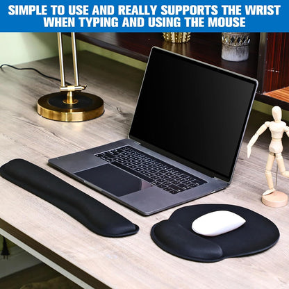 Yunsailing 8 Pcs Ergonomic Mouse Pad and Keyboard with Wrist Support Set Soft Smooth Gel Rest Comfortable Memory Foam for Easy Typing Gaming Computer Laptop Office Home