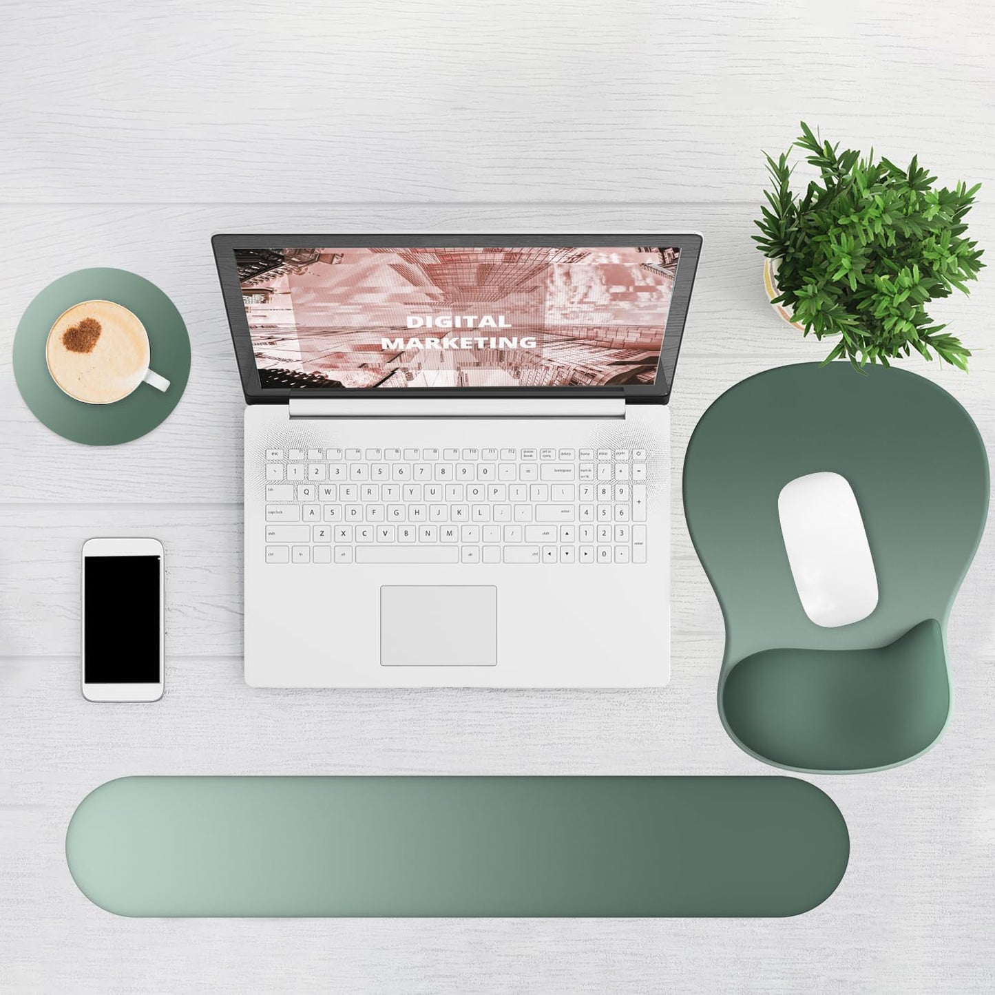 Ergonomic Mouse Pad with Wrist Rest and Keyboard Wrist Rest, Black Mousepad and Wrist Rest for Computer Keyboard, Pain Relief, Non-Slip PU Base, Gel Mouse Pad with Wrist Support for Gaming, Office