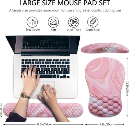 Mouse Pad Wrist Support, Laokiiy 2 in1 Keyboard Wrist Rest+ Ergonomic Mouse Pad, Non-Slip Wrist Rest for Computer Keyboard, Made Easy Typing & Relieve Wrist Pain（Banana Leaf Green）