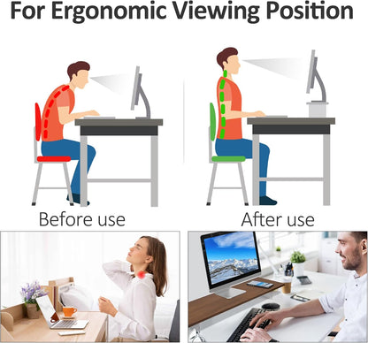 Monitor Stand Riser,Wood & Acrylic Computer Monitor Stand with LED Light,Desk Accessories Desktop Organizer Stand for Computer,Laptop,Printer,PC & TV Screen Riser