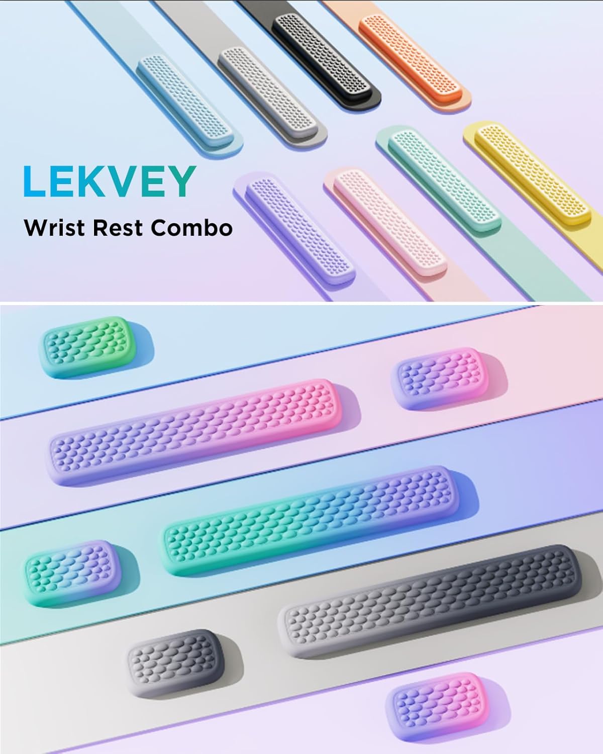 Lekvey Ergonomic Keyboard Wrist Rest - Memory Foam with Massage Points & Waterproof PU Leather Wrist Pad, Carpal Tunnel Support for Office Computer/Gaming, Typing Pain Relief, Easy-Clean（Rose Pink）