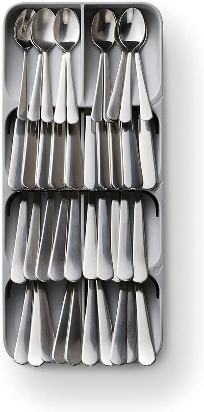 Joseph Joseph DrawerStore Compact Utensil Organizer For Kitchen Drawer Silverware, Flatware Tray, Small, Grey