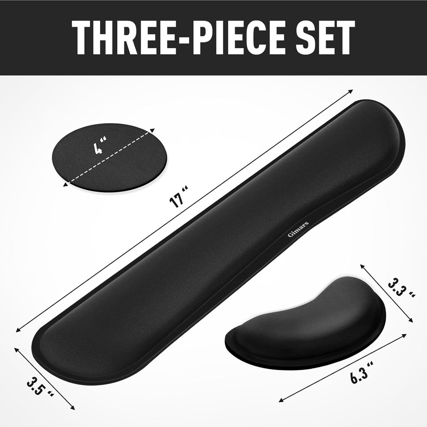 Gimars Upgrade Enlarge Silky and Superfine Fabric Gel Memory Foam Keyboard Wrist Rest Set, Ergonomic Keyboard Mouse Wrist Support for Typing Pain Relief, Comfort for Office, Gaming, Computer