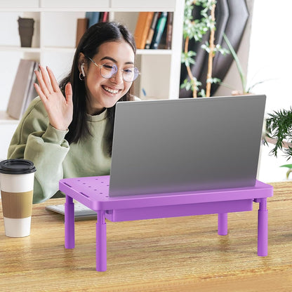 WALI Computer Monitor Stand with Storage, Desk Monitor Riser 3 Height Adjustable, Laptop Riser with Airflow Vents, Desk Organizer for Computer, Laptop, Printer (PTT002-B), 1 Pack, Black