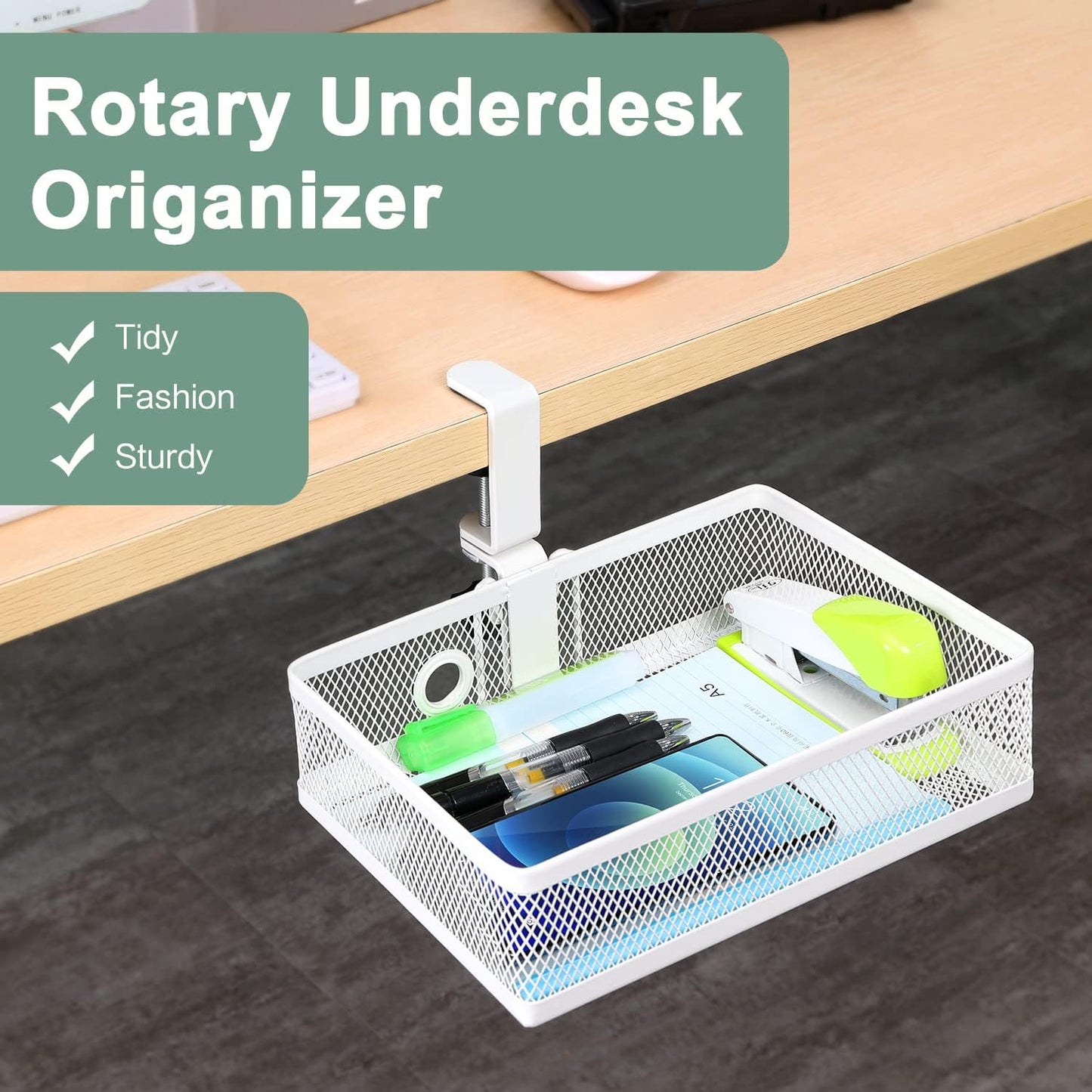 ROSYLINE Under Desk & Desktop Drawer Organizer - 2-Tier Metal Slide Out Drawers Organizer, Storage for Home Office Desk (Black)