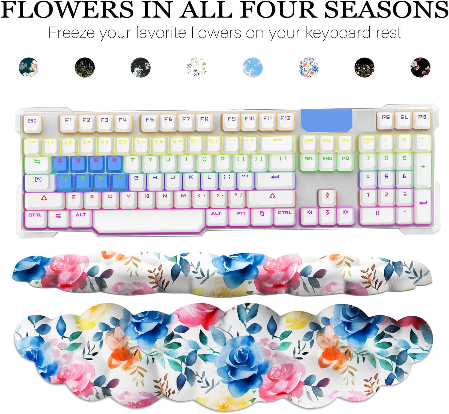 JIKIOU Upgrade Leather Cloud Keyboard Wrist Rest, Cloud Wrist Rest with Non-Slip PU Base, Comfortable Memory Foam Wrist Rest for Computer Laptop Mac Gaming Office and Pain Relief Christmas Wish Gift