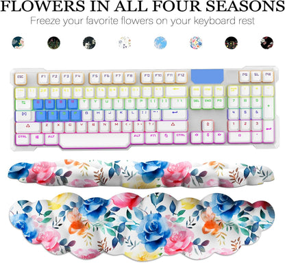 JIKIOU Upgrade Leather Cloud Keyboard Wrist Rest, Cloud Wrist Rest with Non-Slip PU Base, Comfortable Memory Foam Wrist Rest for Computer Laptop Mac Gaming Office and Pain Relief Christmas Wish Gift