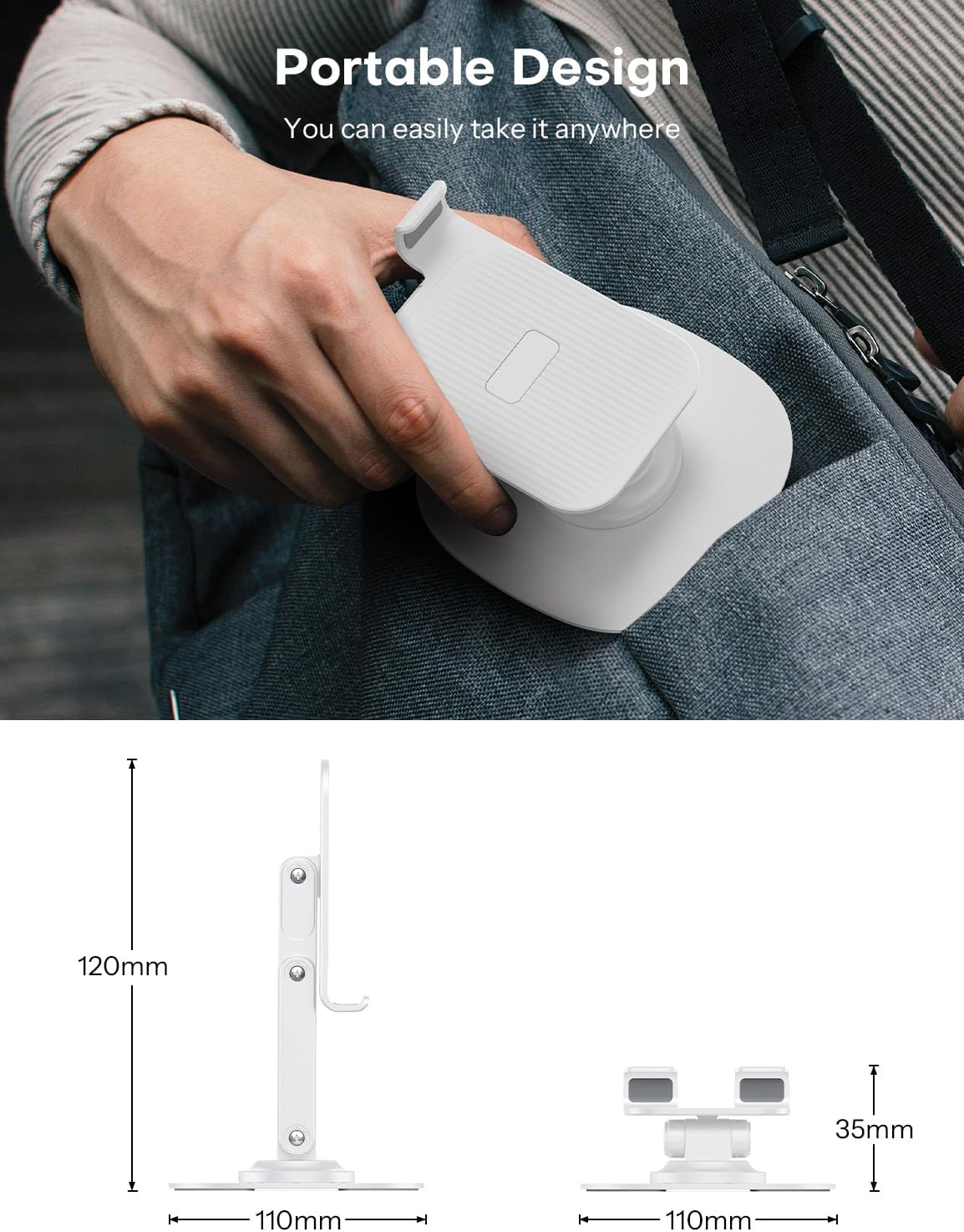 OMOTON Cell Phone Stand for Desk, 2 Pack Adjustable Foldable Phone Holder, 360 Swivel Mobile Stand Fit for iPhone 17 16 15 14 13 Pro Max and All Smart Phones, Black & White