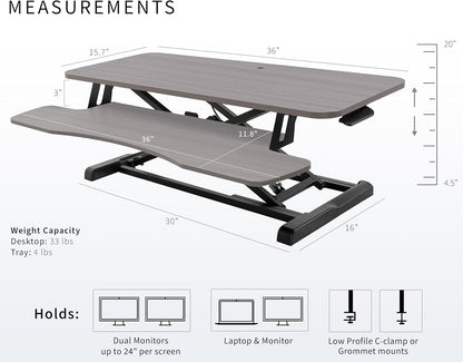 VIVO 26 inch Desk Converter, K Series, Height Adjustable Sit to Stand Riser, Dual Monitor and Laptop Workstation with Keyboard Tray, Black, DESK-V026KB