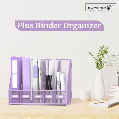 SUPEASY Desk Organizers Metal Desk Magazine File Holder with 5 Vertical Compartments Rack File Organizer for Office Desktop, Classroom, Home Workspace, Black