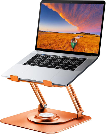 JOYEKY Laptop Stand for Desk, Adjustable Computer Stand with 360° Rotating Base, Ergonomic Laptop Riser for Collaborative Work, Foldable & Portable Laptop Stand, fits for All 10-16" Laptops (Grey)