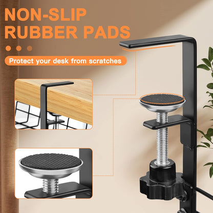 NoDrill 2 Pack 15.7" Under Desk Cable Management Tray, Sturdy Metal Cord Organizer for Office & Home Standing Desk