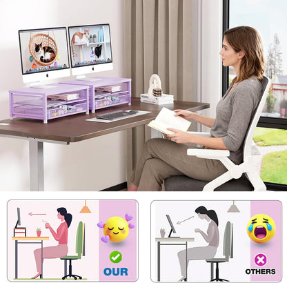OPNICE Computer Monitor Stand Riser, Desk Organizer with Drawer, Printer & Laptop Stand, Office Desk Accessories & Workspace Desktop Organizers Storage for Office Supplies(Brown)