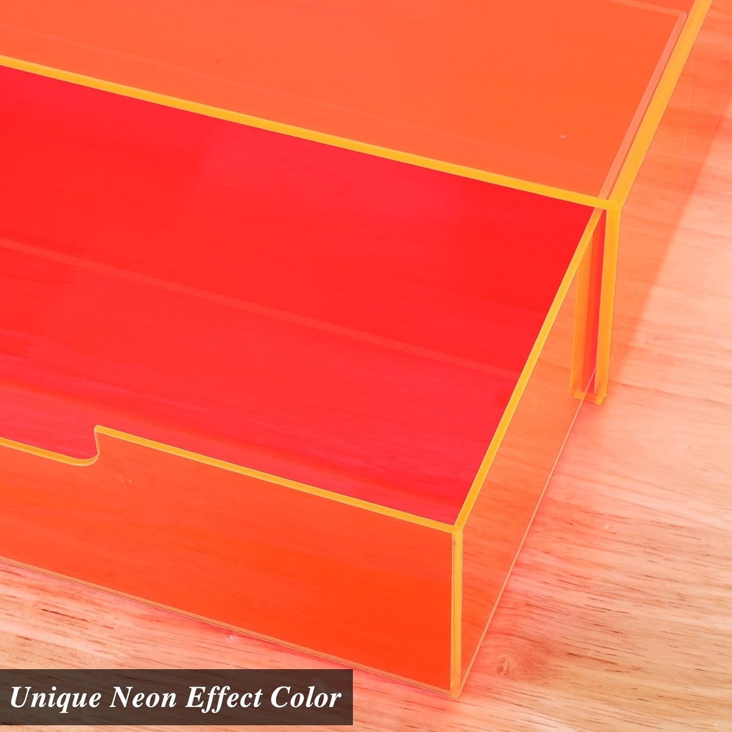 Gelite Acrylic Desk Organizer with Drawer for Makeup Vanity Stackable Desktop Storage Box for Office Supplies, 13.8 x 9.8 x 3.9’’, Neon Green