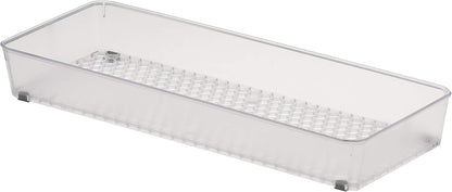 Spectrum Hexa 6 x 12 Drawer Organizer for Kitchen Utensils with Innovative Honeycomb Base Design, Silverware Tray for Cutlery and Flatware Storage, Bathroom Vanity or Desk Solution, Clear Frost