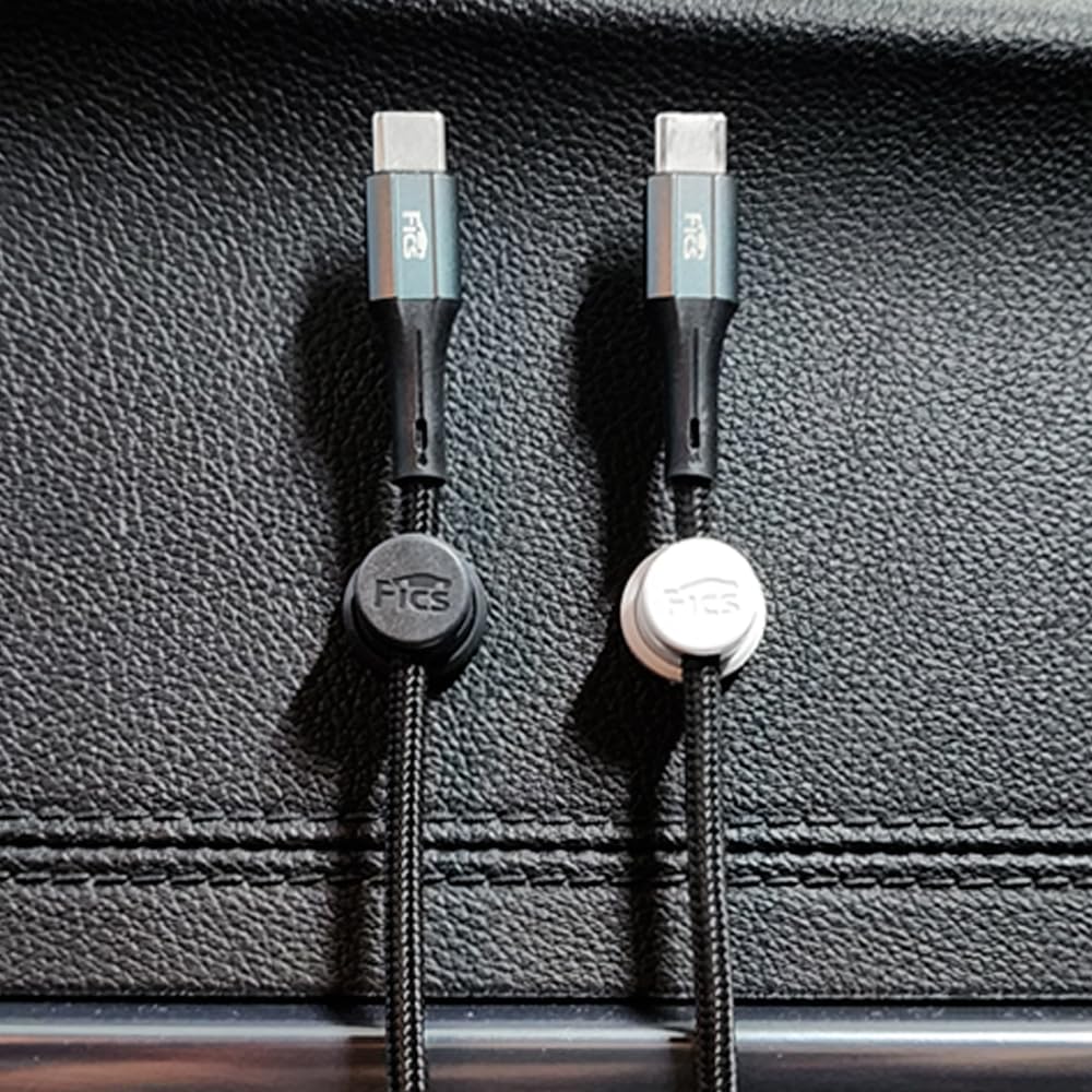 FICS Magnetic Cable Organizer Clips — 4PCS Adhesive Cord Holder for Desk, Wall, Car & Home Cable Management, White
