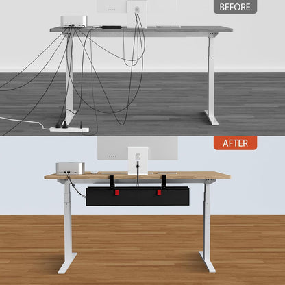 Univivi No Drill Under Desk Cable Management Tray, 36" Cord Organizer for Table, Clamp/Screw Mount Desk Cable Management, Premium Fabric Cable Management Tray for Office, Home