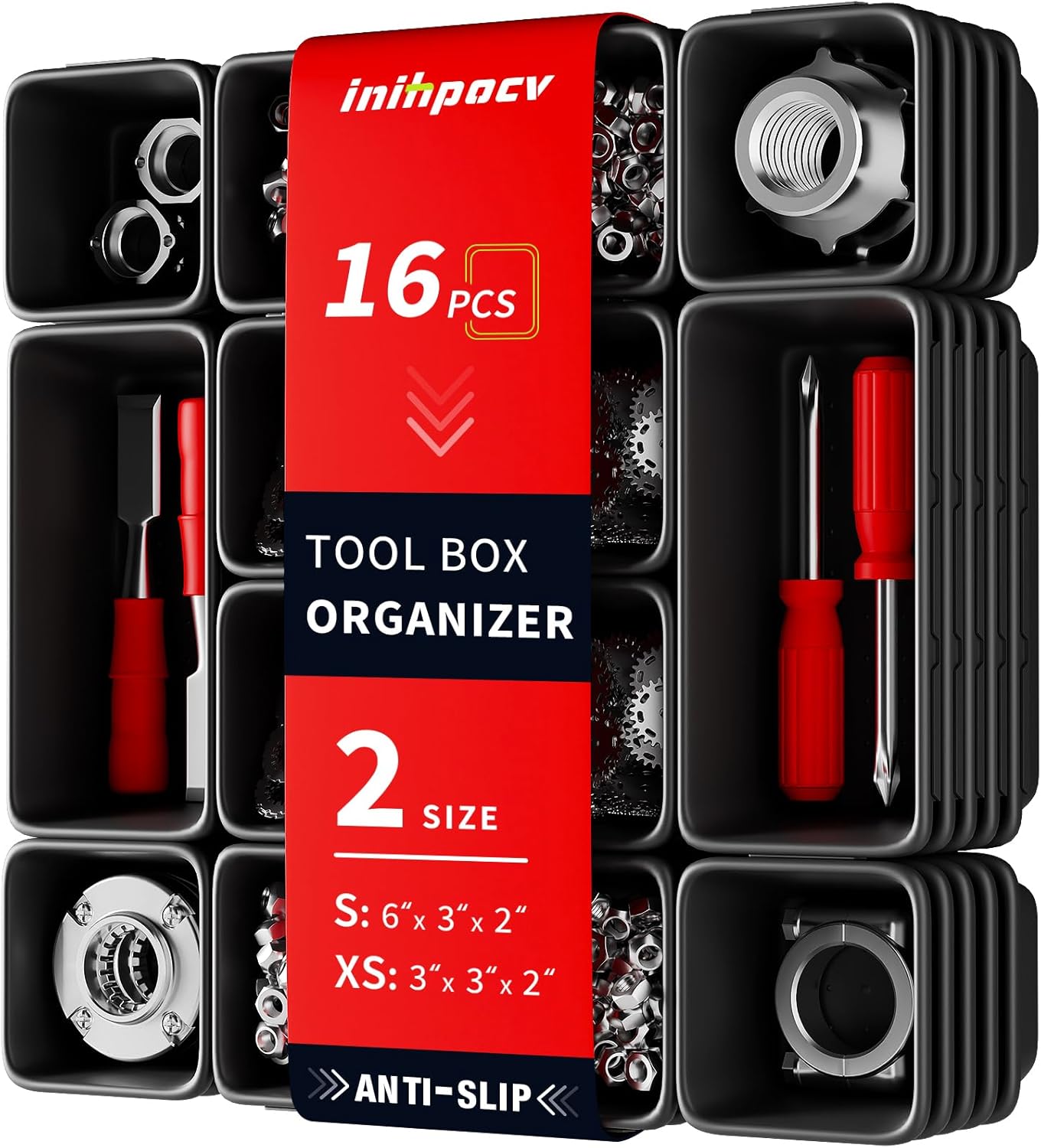 10 PCS Tool Box Drawer Organizers, Large & Medium Tool Trays for Tool Box Organization, Tool Organizers and Storage for Garage and Rolling Tool Chest