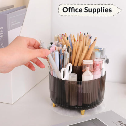 SKYDUE Rotating Pencil Pen Holder, Pen Organizer with 5 Slots - Aesthetic Desk Organizer and Accessories for School, Home, Office Supplies
