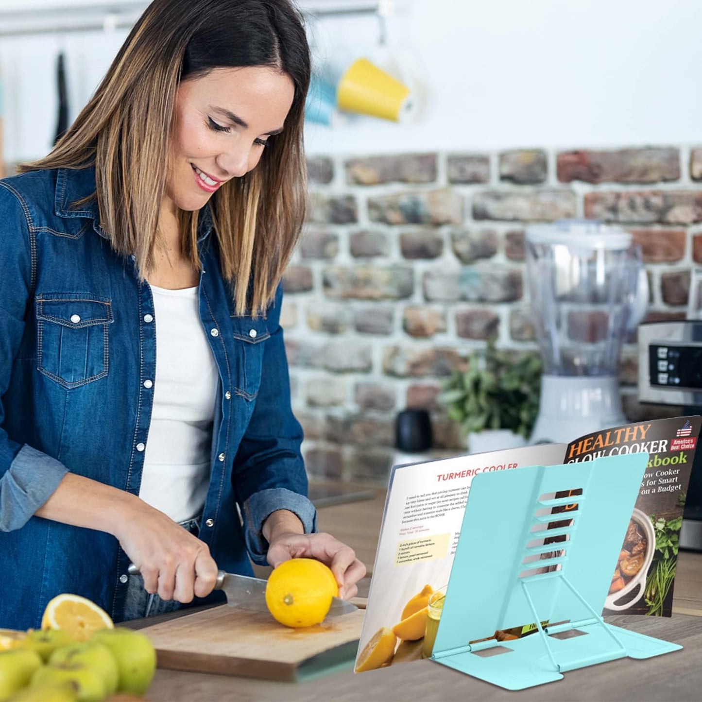 Honagu Metal Desk Book Holder, Hands Free Adjustable Cookbook & Document Holder, Portable Bookstand for Music Books, Textbooks, Recipes, Tablets & iPads (Purple)