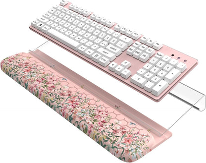HAOCOO Ergonomic Keyboard Rest Wrist Pad,Comfortable Keyboard Wrist Rest Holder, 3-Level Height Adjustment Acrylic Keyboard Stand, Easy Typing Desk Accessories, Aesthetic Keyboard Riser for Desk