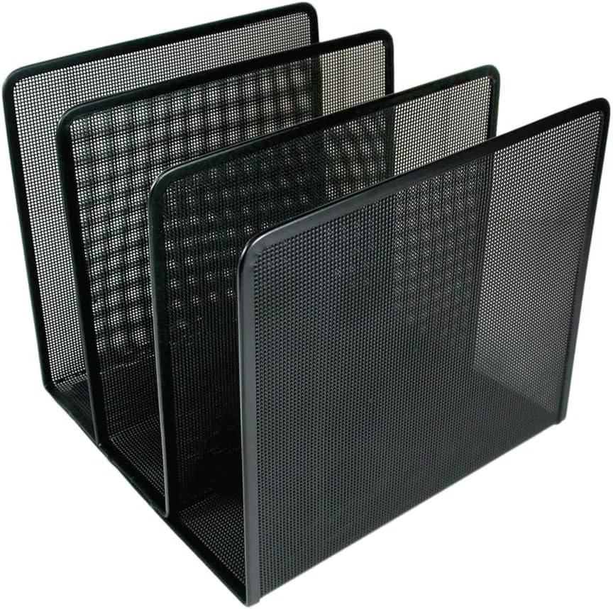 Artistic Contemporary Mesh Metal Desktop File Sorter for Neat and Organized Surfaces in Office, School, and Home, Black