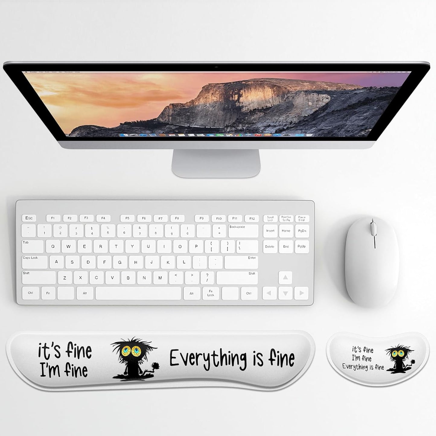 Dapesuom Enlarge Keyboard Wrist Rest, Memory Foam Wrist Cushion for Desk Mats Support, Cute Pain Relief Keyboard Mouse Pad Rests Set with Non-Slip Base for Gaming Laptop Office Computer, Green Leaf