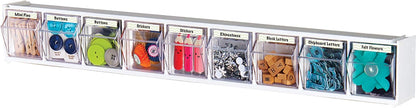 Deflecto Interlocking Tilt Bin, 9 Bin Unit, Clear and White, 23-5/8” x 3-5/16” x 2-5/8” (20903OP)