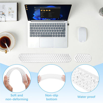 MEGREZ Clear Gel Wrist Rest for Keyboard and Mouse, Cute Crystal Gel WristRest, Ergonomic Wrist Rest Set, Cloud Wrist Rest Keyboard, Pink