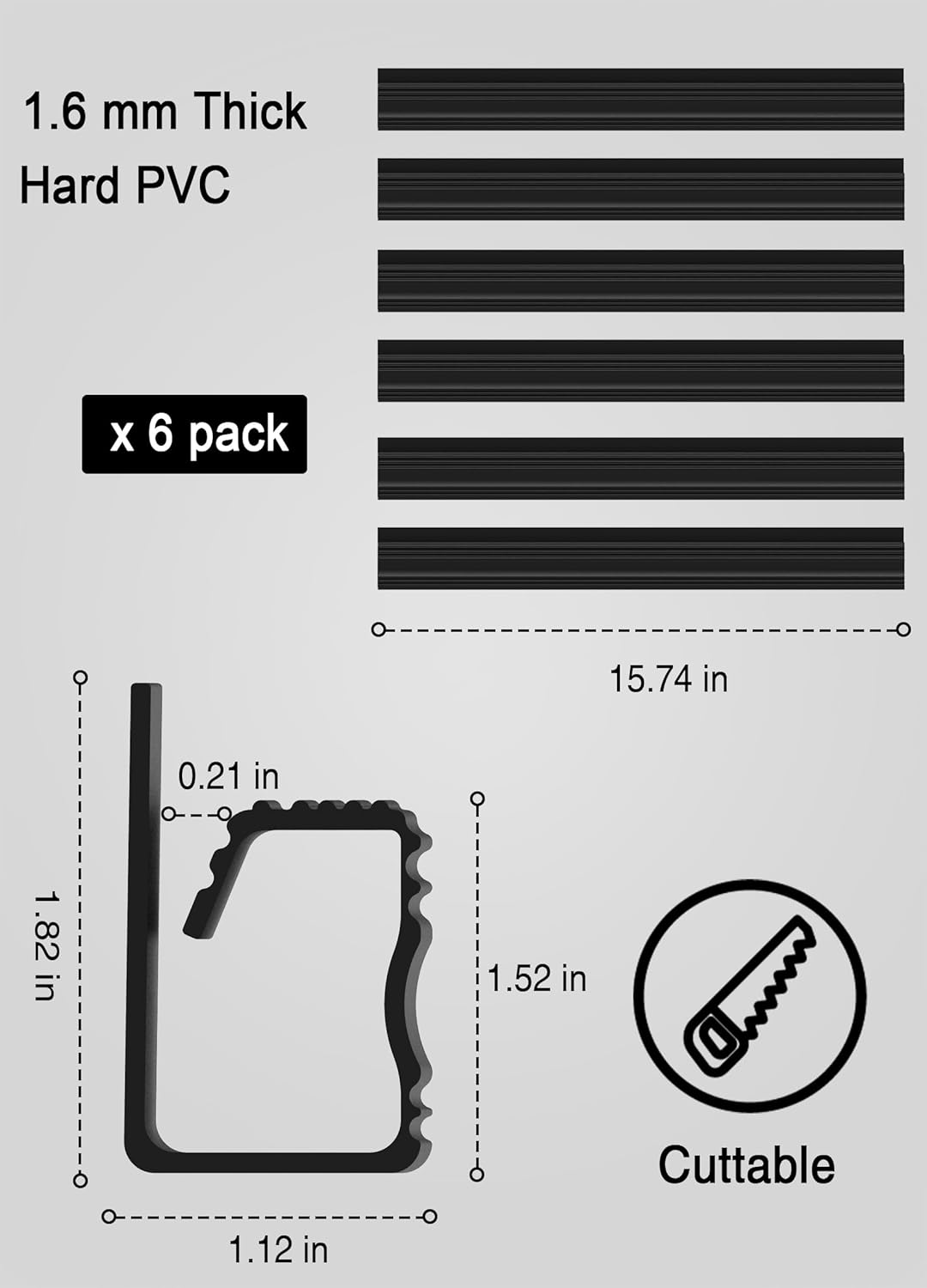 Under Desk Cable Management - Adhesive Cable Organizer for Home & Office, No-Drill Cord Management System, J Channel Cable Raceway for Desk, 6 Pack, White
