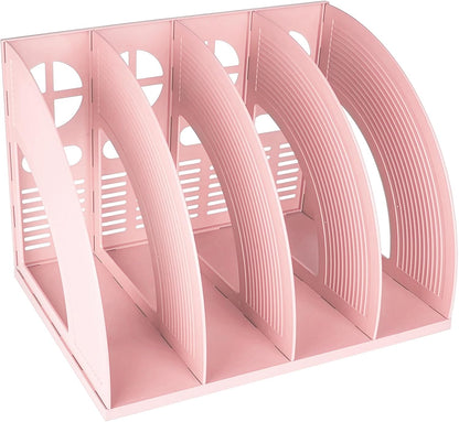 SAYEEC Magazine Holder Sturdy Binder Holder Desk File Sorter Plastic File Folder Organizer Stand Book Shelf Dividers Vertical Storage Rack Desktop Bookshelf Display Box for Office School Home (Black)