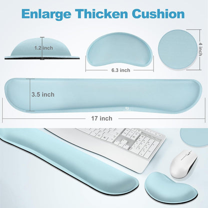 Gimars Upgrade Enlarge Silky and Superfine Fabric Gel Memory Foam Keyboard Wrist Rest Set, Ergonomic Keyboard Mouse Wrist Support for Typing Pain Relief, Comfort for Office, Gaming, Computer