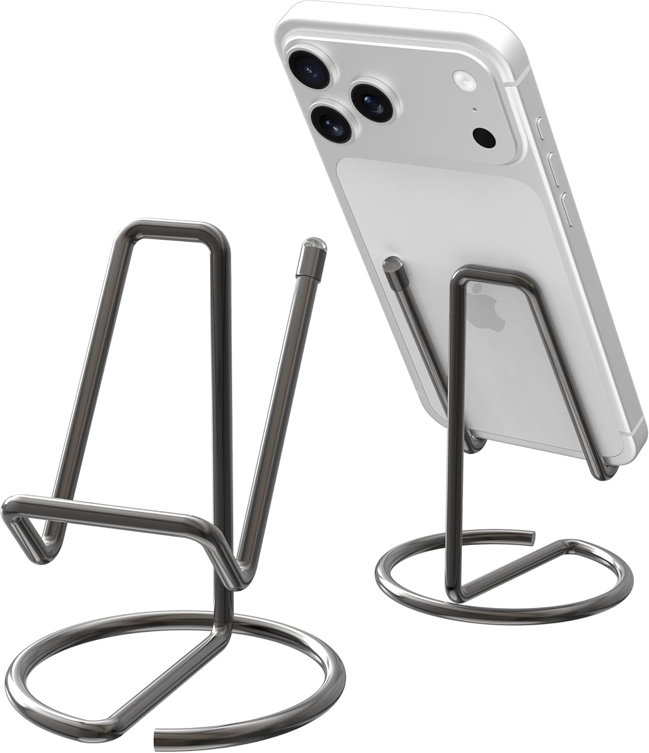 Metal Cell Phone Stand for Desk, Cute One-Piece Phone Holder, Stable Desktop Display Dock for iPhone, iPad, Samsung, Tablets & All Mobile Phones, Gold