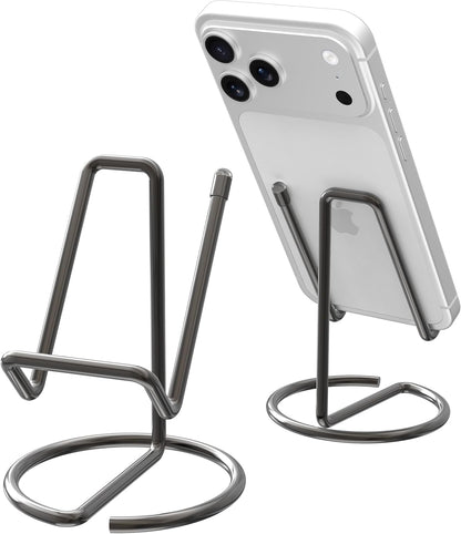 Metal Cell Phone Stand for Desk, Cute One-Piece Phone Holder, Stable Desktop Display Dock for iPhone, iPad, Samsung, Tablets & All Mobile Phones, Gold