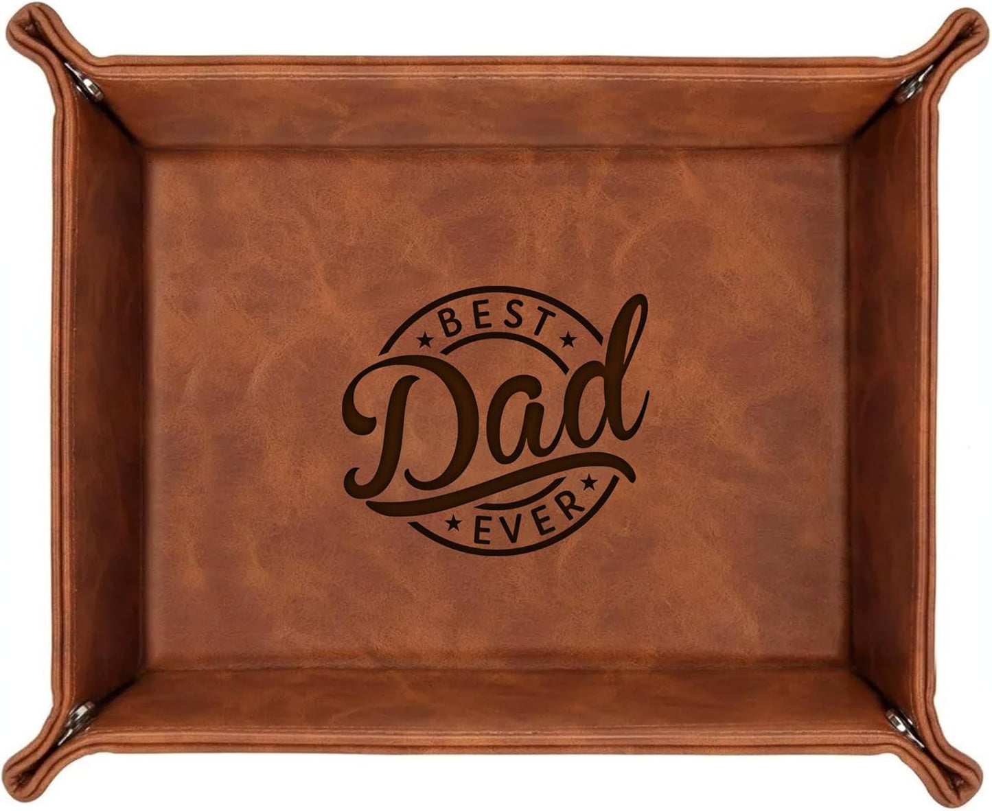 Personalized Engraved Leather Tray for Men with Engraved Name, PU Leather Valet Organizer for Dad, Custom Gift for Him, Custom Catchall Tray for Desk, Office, Accessories Travel Organizer for Men