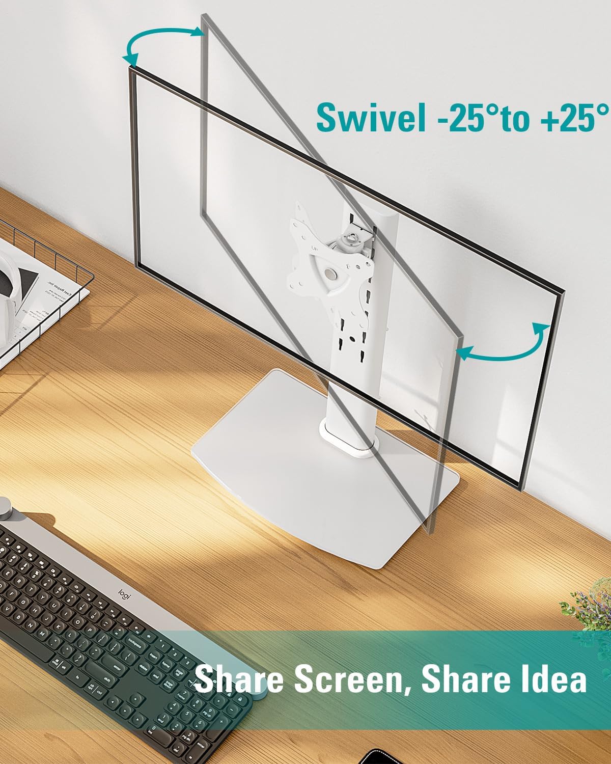 MOUNT PRO Single Monitor Stand Fits Max 32 inch Screen, Free-Standing Computer Desk Stand, Display Mount with Height Adjustable, Swivel, Tilt, Rotation, VESA Monitor Stand 100x100