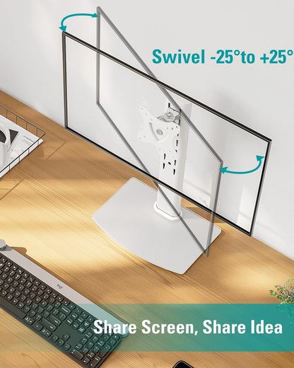 MOUNT PRO Single Monitor Stand Fits Max 32 inch Screen, Free-Standing Computer Desk Stand, Display Mount with Height Adjustable, Swivel, Tilt, Rotation, VESA Monitor Stand 100x100