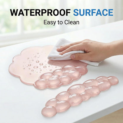 Ergonomic Cloud-Shaped Keyboard Wrist Rest & Non-Slip Mouse Pad Set, Soft Gel Support, Easy-to-Clean, Durable, Ideal for Long Work & Study Hours