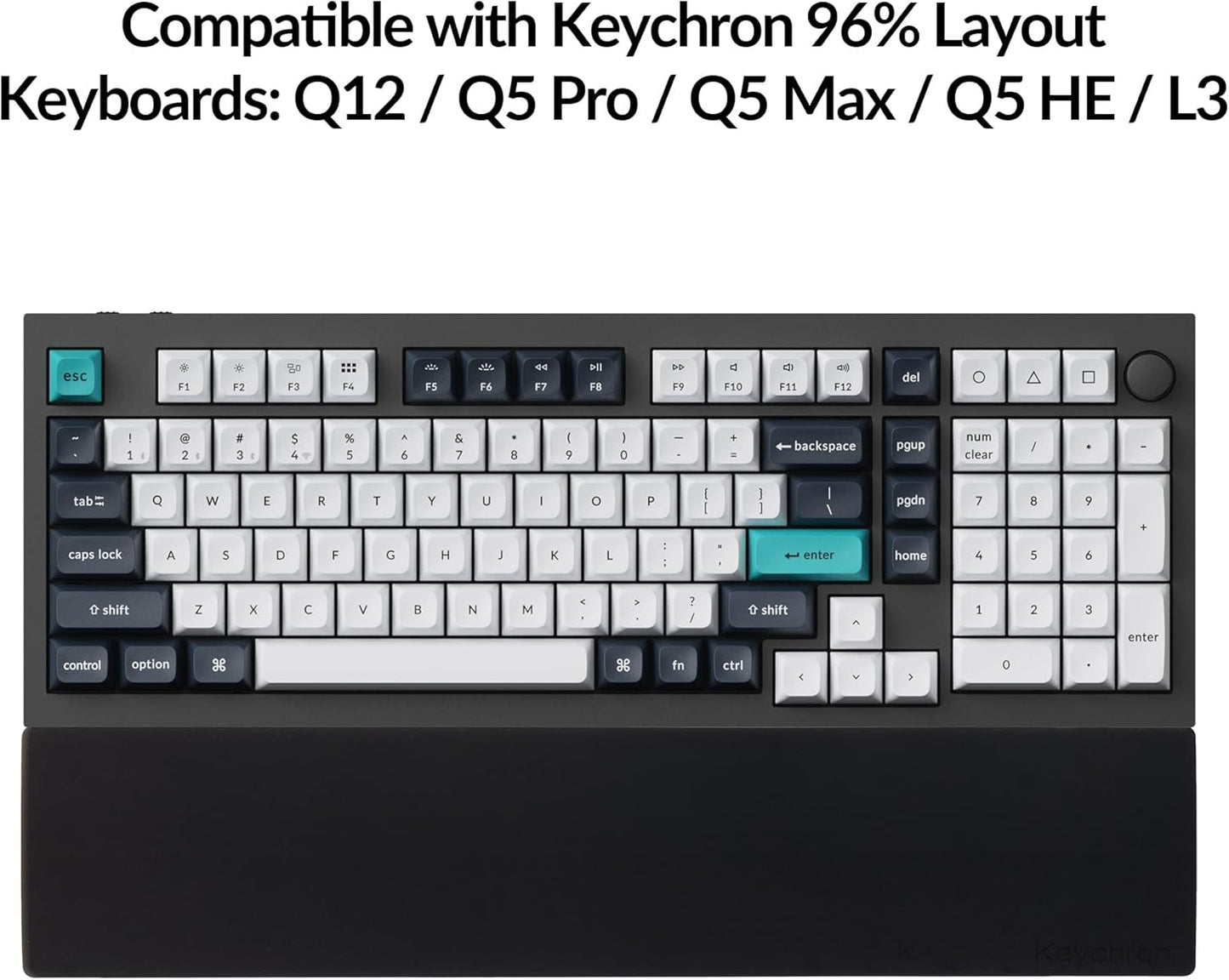 Ergonomic Silicone Wrist Rest for Keychron K4 Pro / K4 Max / Q5 / V5 / V5 Max,15.37" Honeycomb Non-Slip Palm Rest, 96% Full-Sized Mechanical Keyboards Support with Typing Pain Relief