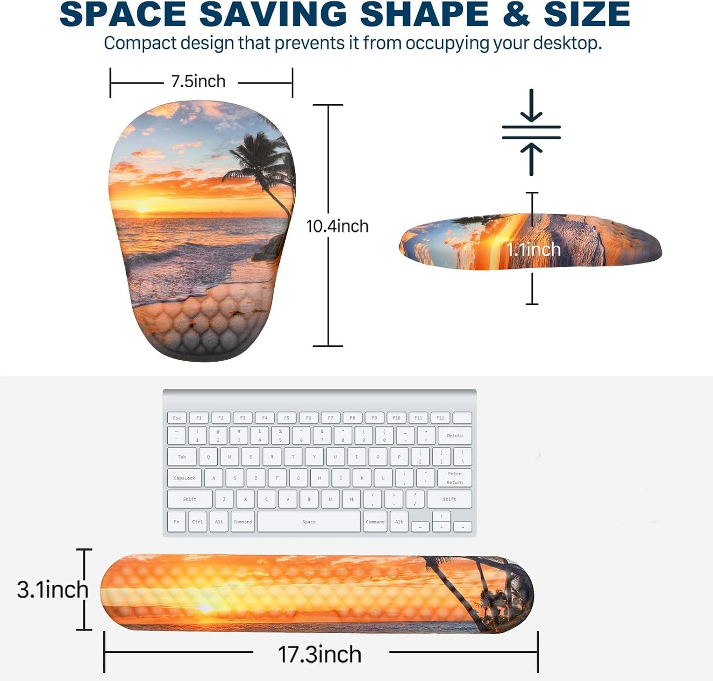 Ergonomic Mouse Pad and Keyboard Wrist Rest with Massage Design, Space-Saving Mouse Pad Wrist Support, Memory Foam Wrist Rest with Non-Slip PU Base for Computer Desk, Black