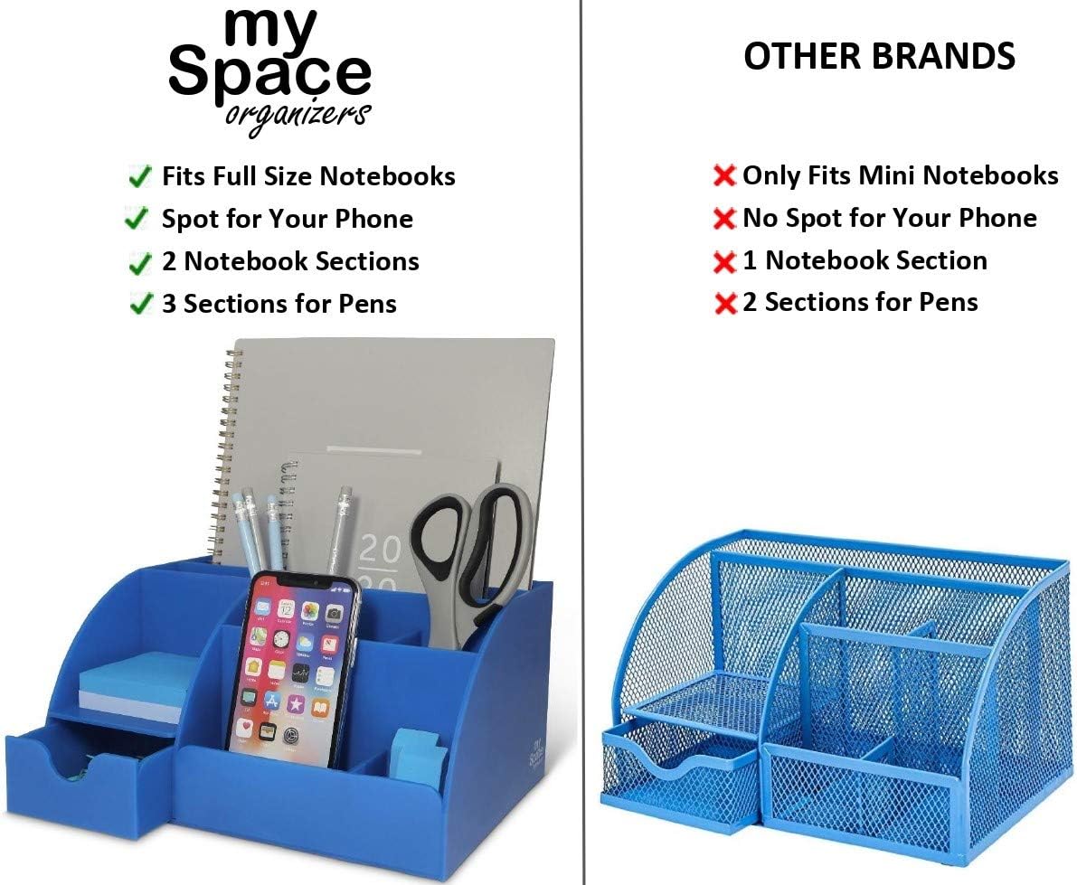 My Space Organizers Clear Acrylic Desk Oganizer, 9 Compartments, Office Supplies and Desk Accessories Organizer, Home Decor Desktop Organizer (Clear)