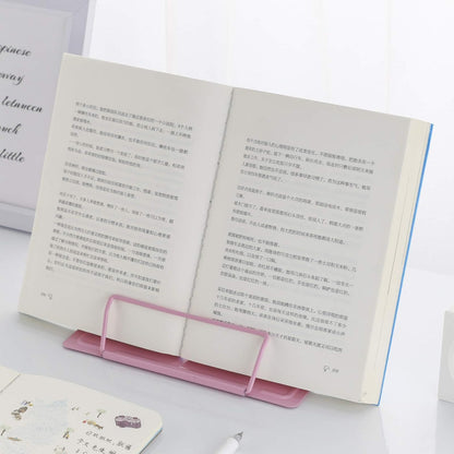 MSDADA Desk Book Stand Metal Reading Rest Book Holder Adjustable Cookbook Documents Holder for Recipes Textbooks Tablet Music Books, Mom Gifts, Gifts for Grandma Mom Mothers Day(Light Purple)