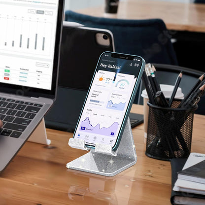 Crpich Acrylic Cell Phone Stand, Portable Clear Phone Stand for Desk, Compatible with Phone16 15 14 13 Pro Max Mini 12 11 Plus SE, Switch, Android Smartphone, Pad, Tablet, Desk Accessories