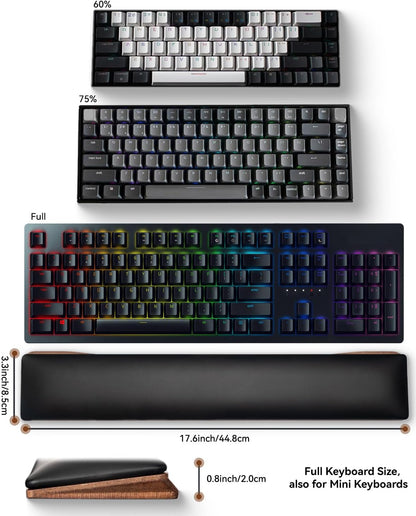 PU Leather Keyboard Wrist Rest, Ergonomic Memory Foam Wrist Support for Pain Relief, Waterproof & Easy to Clean Hand Rest Pad for Office, Gaming & Mechanical Keyboards (Classic Black)
