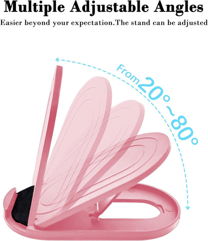 3 Pack Portable Cell Phone Stand Holder for Desk, Foldable Pocket-Sized Mount, Adjustable Multi Angle Stand for iPhone 16 15 14 13 Pro Max, 4-10”iPad Smartphone, Pink & Blue & Yellow