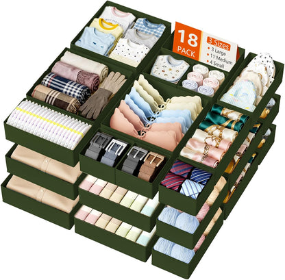 DIMJ Drawer Organizer Clothes - 20 Pack Closet Drawer Organizer Bins for Baby Clothes Storage, Fabric Dresser Organizer for Nursery Bedroom, Foldable Small Drawer Dividers for Underwear Socks