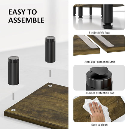 AX Waber Dual Monitor Riser - Adjustable Length & Angle, Wooden Stand for 2 Monitors with Storage