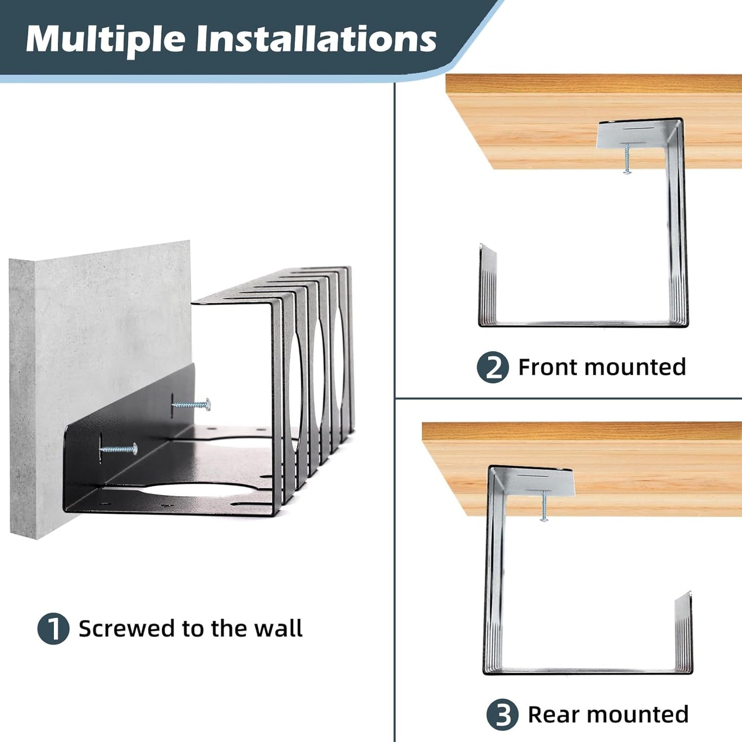Under Desk Cable Management Tray 2 Pack White, Cable Management Under Table, Cord Organizer Tray for Wire Management, Home & Office Standing Desk Cord Organizer
